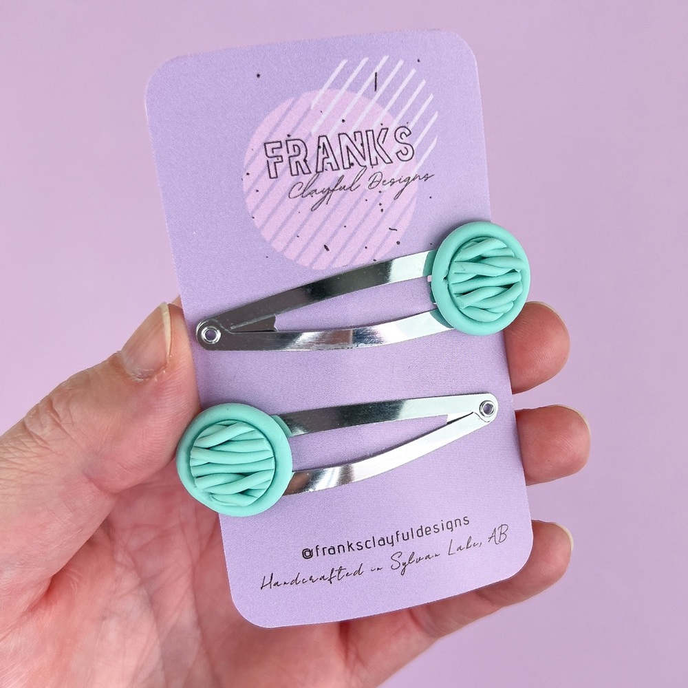 Chunky Knit Handmade Polymer Clay Hair Clips